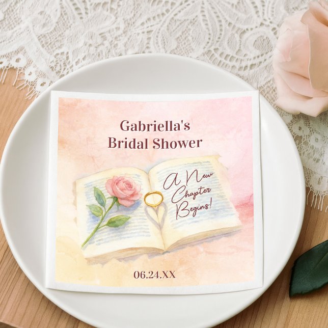 Nytt kapitel Rosa ros Bok och Ring Möhippa Pappersservett (Skapare uppladdad)