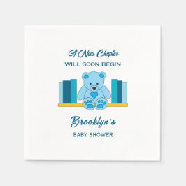 Nytt kapitel Storybook Baby Shower Blue-Nalle Pappersservett