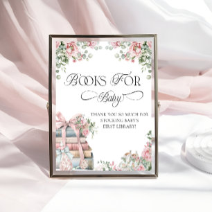 Nytt kapitel Storybook Bow Blommigt Bokar för Baby Poster