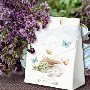 Nytt kapitel tea Set Butterflies Bok Baby Shower Presentaskar