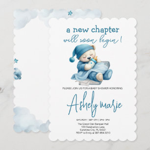 Nytt Kapitel Teddy Blue boydusch Bear Inbjudningar