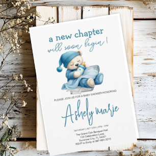 Nytt Kapitel Teddy Blue boydusch Bear Inbjudningar