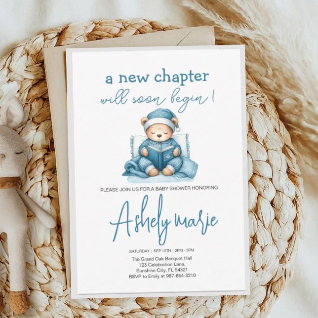 Nytt Kapitel Teddy Blue boydusch Bear Tack Kort (Skapare uppladdad)