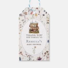 Nytt kapitel, vattenfärg för babydusch, vilda blom presentetikett