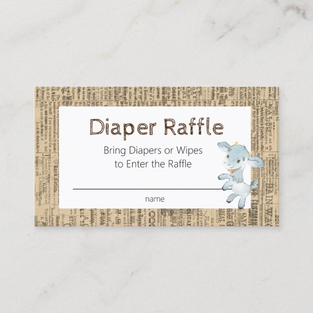 Nytt Kid Farm Goat Diaper Raffle Card Visitkort (Framsida)