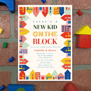 Nytt Kid på Blockbostäderna Gräns, babyskor Inbjudningar