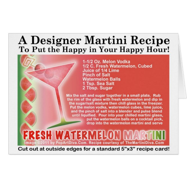 Nytt kort för vattenmelonMartini recept (Framsidan Horizontal)