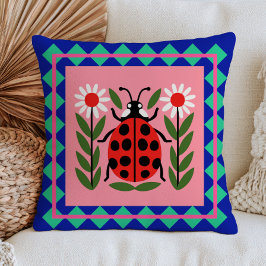 Nytt ladybug-illustration blommig insektsdesign re kudde