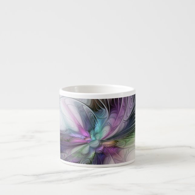 Nytt liv, färglös Abstrakt Fractal Art Fantasy Espressomugg (Framsidan)