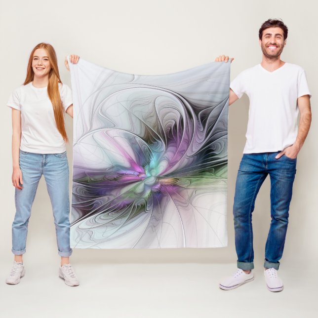 Nytt liv, färglös Abstrakt Fractal Art Fantasy Fleecefilt (På plats)