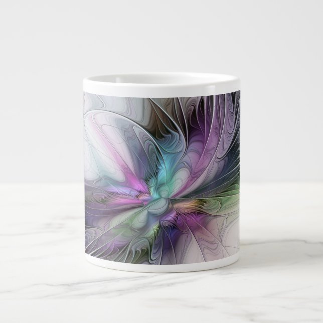 Nytt liv, färglös Abstrakt Fractal Art Fantasy Jumbo Mugg (Framsidan)