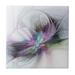 Nytt liv, färglös Abstrakt Fractal Art Fantasy Kakelplatta