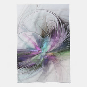Nytt liv, färglös Abstrakt Fractal Art Fantasy Kökshandduk