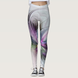 Nytt liv, färglös Abstrakt Fractal Art Fantasy Leggings