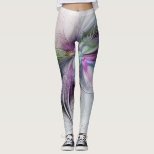 Nytt liv, färglös Abstrakt Fractal Art Fantasy Leggings