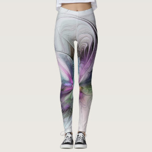 Nytt liv, färglös Abstrakt Fractal Art Fantasy Leggings