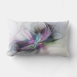 Nytt liv, färglös Abstrakt Fractal Art Fantasy Lumbarkudde