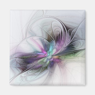 Nytt liv, färglös Abstrakt Fractal Art Fantasy Magnet
