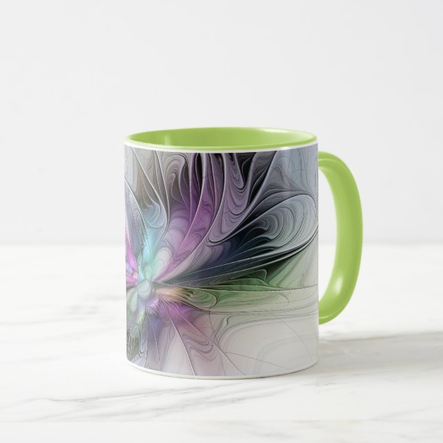 Nytt liv, färglös Abstrakt Fractal Art Fantasy Mugg (Framsida höger)