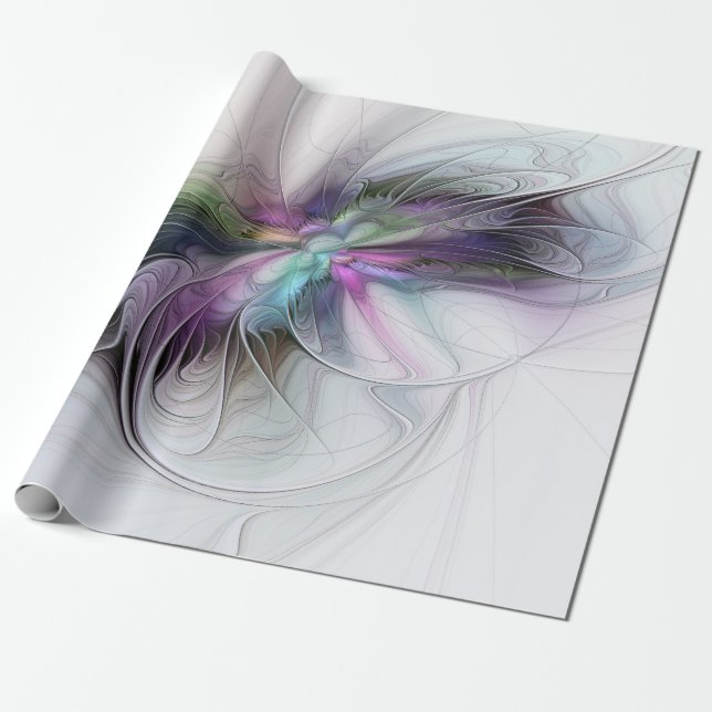 Nytt liv, färglös Abstrakt Fractal Art Fantasy Presentpapper (Utrullad)
