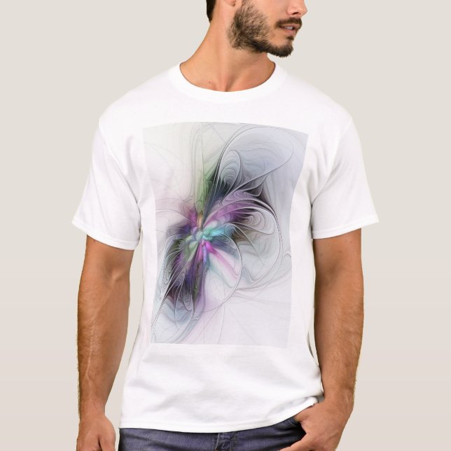 Nytt liv, färglös Abstrakt Fractal Art Fantasy T Shirt (Framsida)