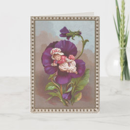 Nytt mamma Vintage Flicka och Pansy Påsk kort
