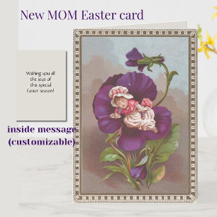 Nytt mamma Vintage Flicka och Pansy Påsk kort