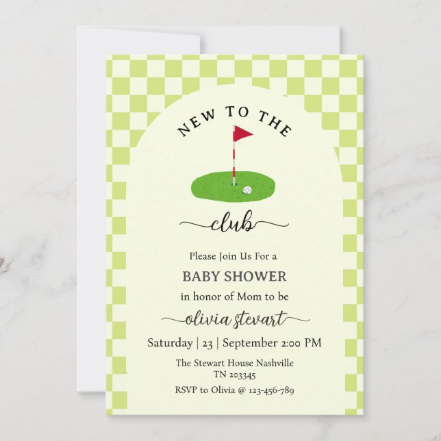Nytt manus till golf Baby Shower-klubben Inbjudningar (Framsida)