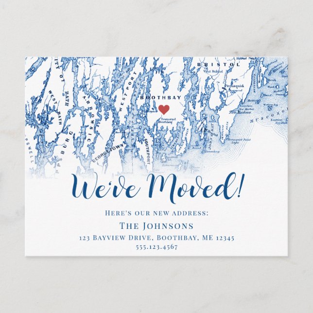 Nytt meddelande om Flytta i Boothbay Maine Karta (Framsida)