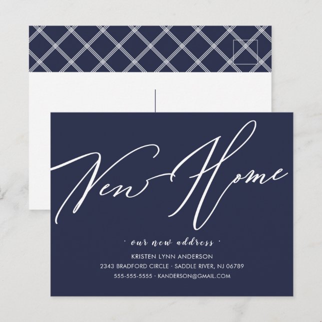 Nytt meddelande om Flytta i hemmet i modernt skrip Vykort (Fram/baksida)