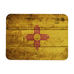 Nytt - mexico statlig flagga på gammalt Wood korn Magnet