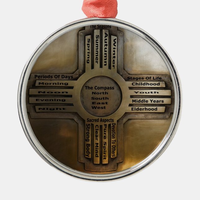 Nytt - mexico statliga Zia Julgransprydnad Metall (Framsidan)