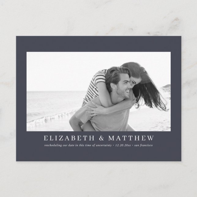 Nytt modernt foto för meddelande om Bröllop Vykort (Framsida)