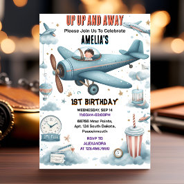 Nytt moln 9 flygande flygplanet i Cute Himlar Joy  Inbjudningar