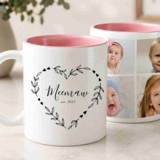Nytt Mormor År Est. Fyra Foto Collage Två-Tonad Mugg