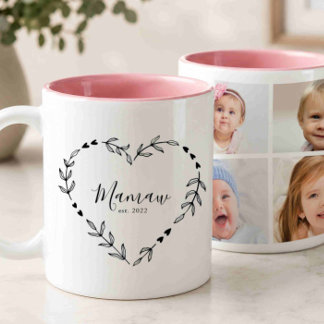 Nytt Mormor År Est. Fyra Foto Collage Två-Tonad Mugg