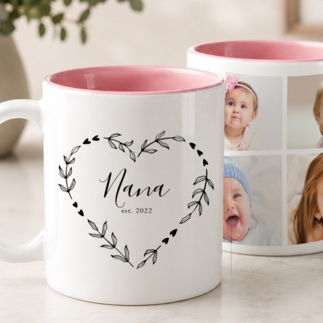Nytt Nana År Est. Fyra Foto Collage Två-Tonad Mugg (Skapare uppladdad)