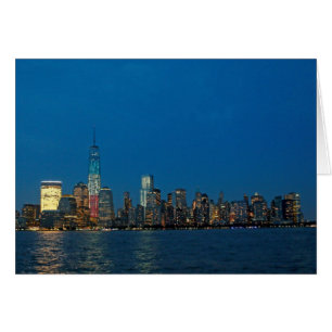 Nytt nattljus av New York City USA Hälsningskort