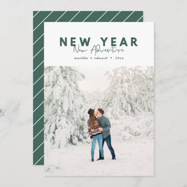 Nytt nytt äventyr-fotokort för helgdag (Fram/baksida)