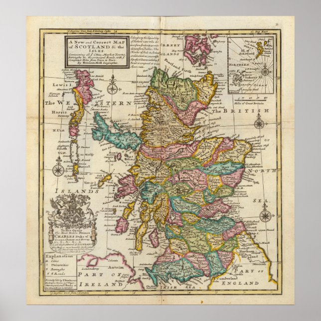 Nytt och korrekt karta i Skottland och öarna Poster (Framsidan)