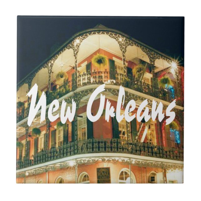 Nytt Orleans Fransk Quarter-foto Kakelplatta (Framsidan)