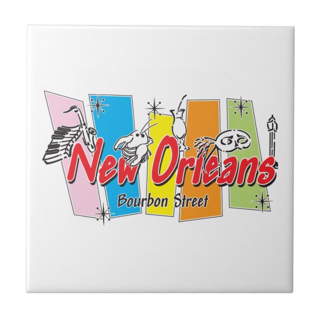 Nytt Orleans Retro-utseende Kakelplatta (Framsidan)
