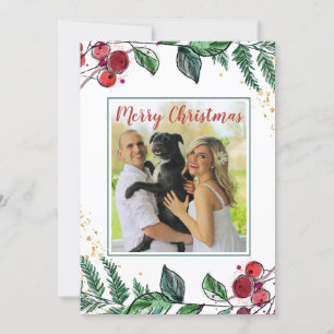Nytt par med Hund Photo Blommigt jul