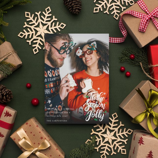 Nytt par Modern fotojul Julkort (Newlywed Couple Modern Photo Christmas Holiday Card)