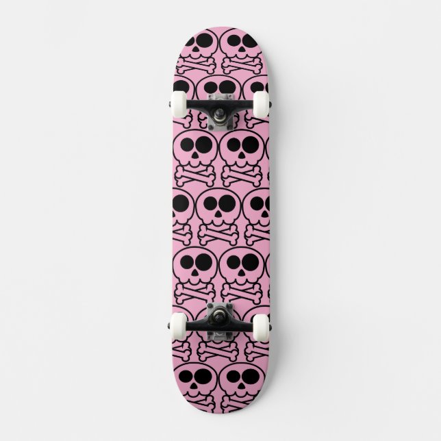NYTT - Pastell Tecknad Dödskalle Mini Skateboard Bräda 18,5 Cm (Framsida)