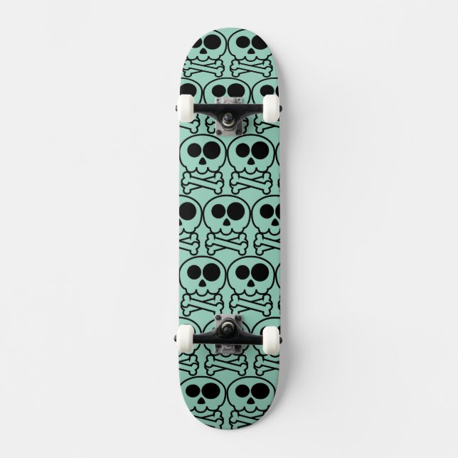 NYTT - Pastell Tecknad Dödskalle Mini Skateboard Bräda 18,5 Cm (Framsida)