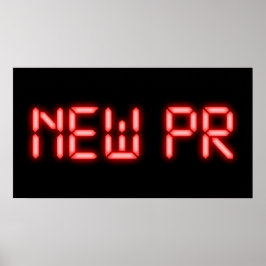 Nytt PR som kör milstolpe röd neon digital effekt Poster
