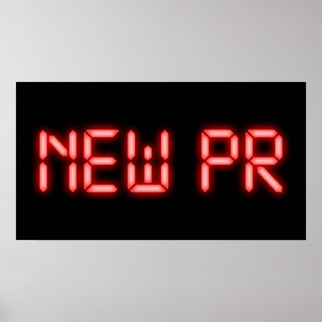 Nytt PR som kör milstolpe röd neon digital effekt  Poster (Framsidan)