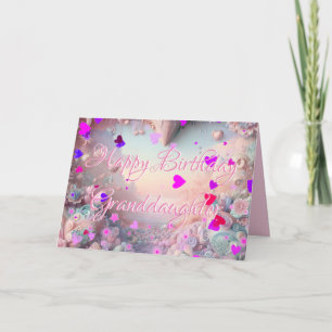 Nytt Rosa Heart Stars Granddotter Birday Card Kort
