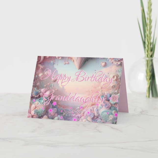 Nytt Rosa Stars Granddotter Birthday Card Kort (Framsida)